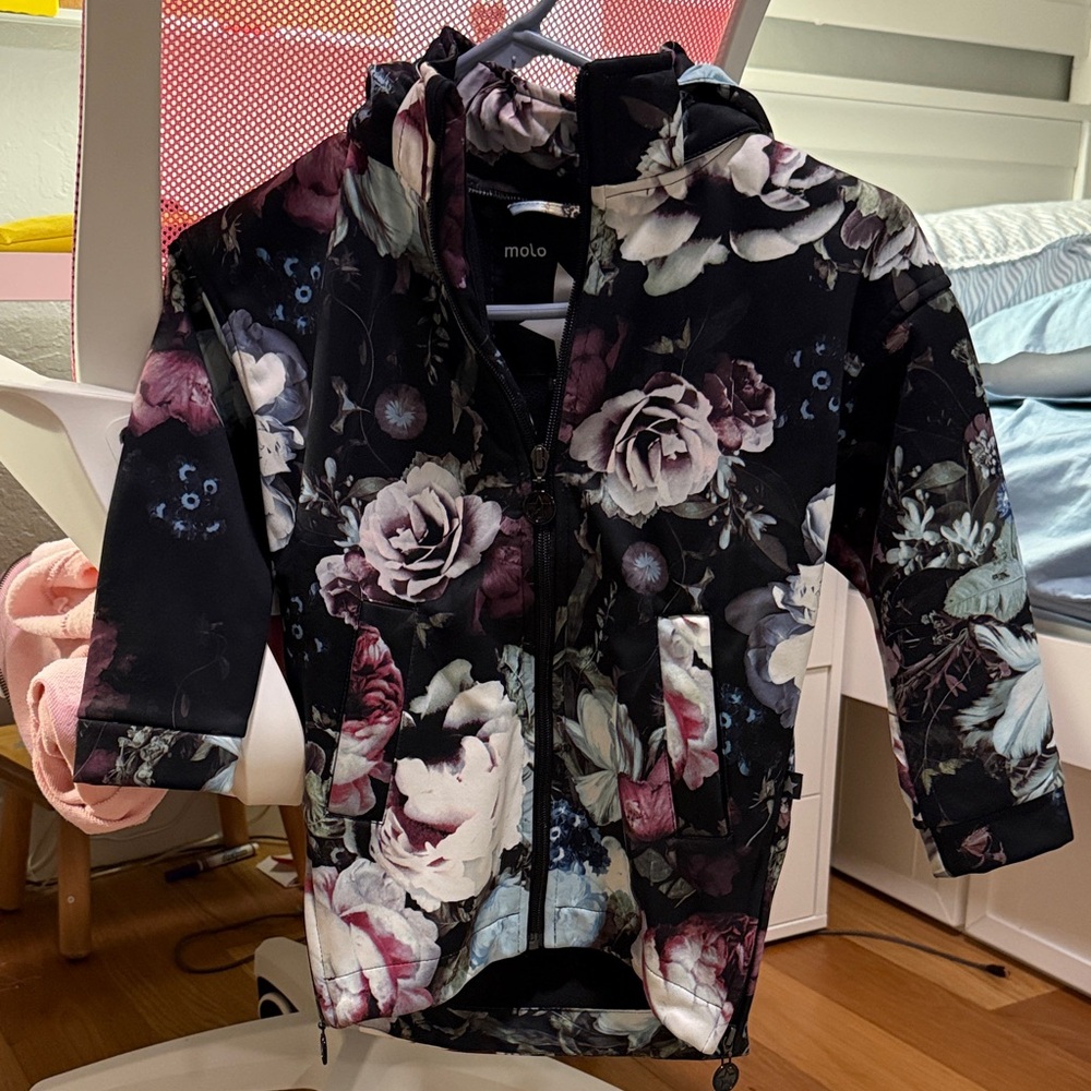 Molo Kids Raincoat - Black and Purple Floral